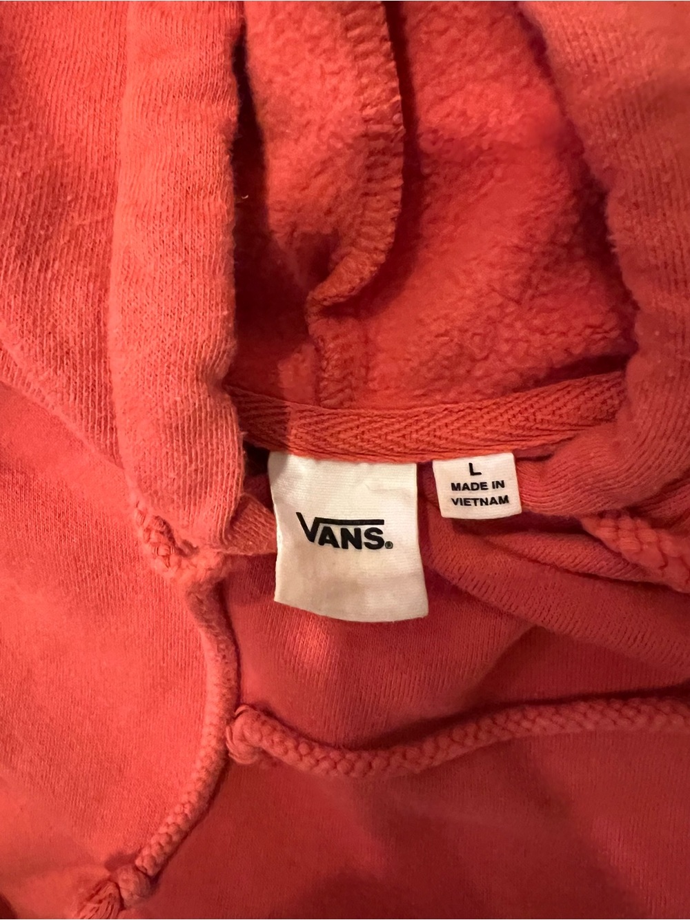 Vans Cropped Hoodie Women’s Large Red Oversized Y2K Skate Streetwear Sweatshirt - Picture 4 of 4